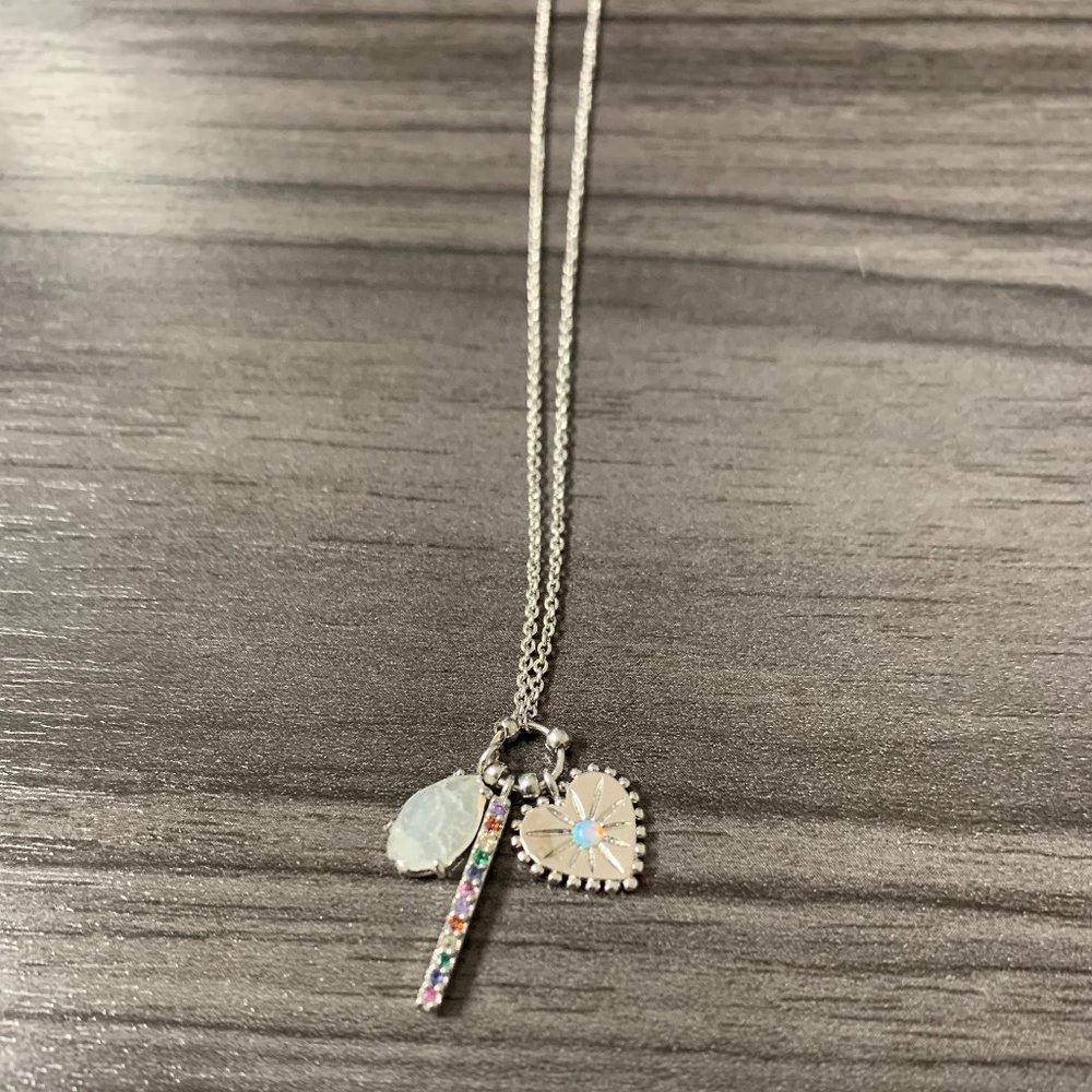 Silver necklace with charms